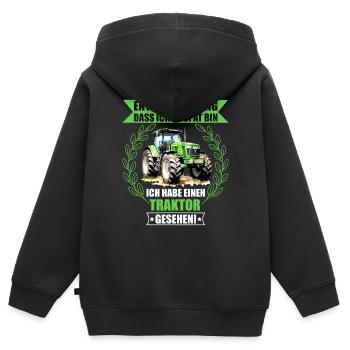 Entschuldigung ich habe einen Traktor gesehen - Kinder Premium Organic Zip Hoodie - Schwarz - Hinten - AI Model Kid Male (0cm)