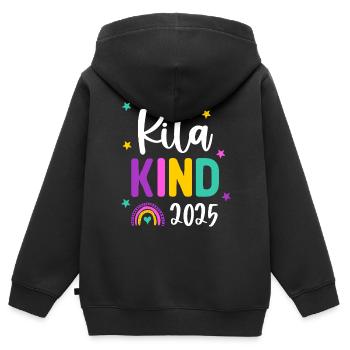 Kitakind 2025 Regenbogen Kindergarten Kita - Kinder Premium Organic Zip Hoodie - Schwarz - Hinten - AI Model Kid Male (0cm)