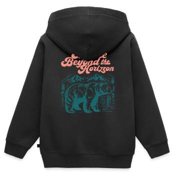 Erkunden Sie hinter dem Horizont - Kinder Premium Organic Zip Hoodie - Schwarz - Hinten - AI Model Kid Male (0cm)