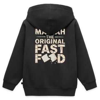 Hommage humoristique à la Matsa - Sweat Premium à capuche zippé enfant bio - noir - Dos - AI Model Kid Male (0cm)
