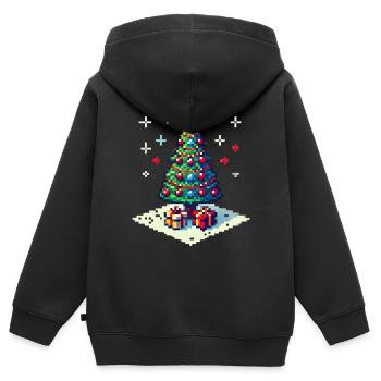 Arbre de Noël 8 bits - Sweat Premium à capuche zippé enfant bio - noir - Dos - AI Model Kid Male (0cm)