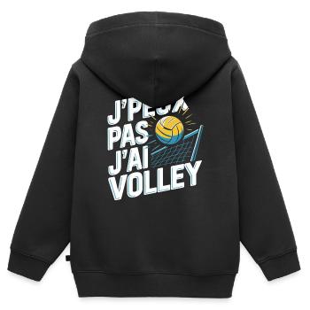 j peux pas j ai Volley - Sweat Premium à capuche zippé enfant bio - noir - Dos - AI Model Kid Male (0cm)