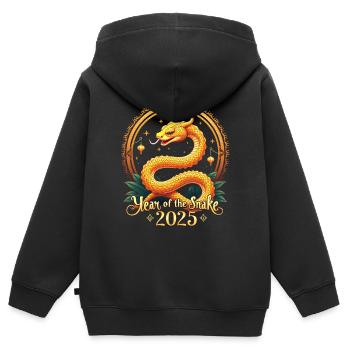 Chinesisches Neujahr - Schlange 2025 - Kinder Premium Organic Zip Hoodie - Schwarz - Hinten - AI Model Kid Male (0cm)