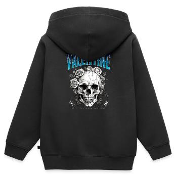 Singel Valentine Streetwear - Kinder Premium Organic Zip Hoodie - Schwarz - Hinten - AI Model Kid Male (0cm)
