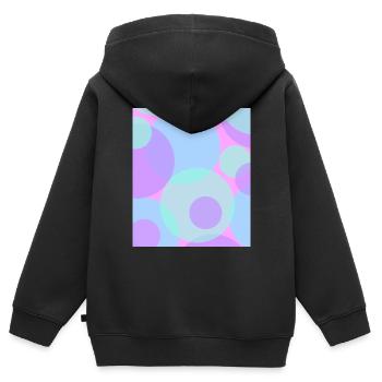 Points en pastel - Sweat Premium à capuche zippé enfant bio - noir - Dos - AI Model Kid Male (0cm)