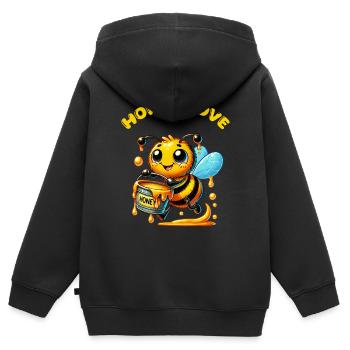 Abeille Abeille Abeille - Sweat Premium à capuche zippé enfant bio - noir - Dos - AI Model Kid Male (0cm)
