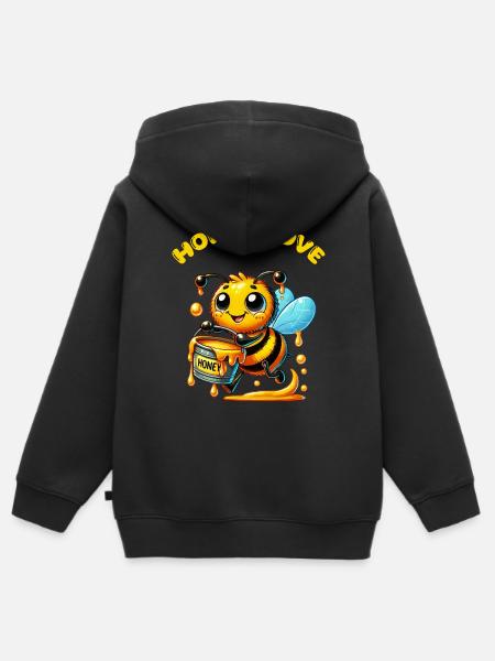 Abeille Abeille Abeille - Sweat Premium à capuche zippé enfant bio - noir