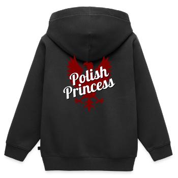 Princesse Polonaise - Polen - Prinzessin Pologne Polska - Sweat Premium à capuche zippé enfant bio - noir - Dos - AI Model Kid Male (0cm)