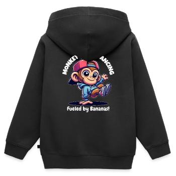 Affen-Breakdancer - Kinder Premium Organic Zip Hoodie - Schwarz - Hinten - AI Model Kid Male (0cm)