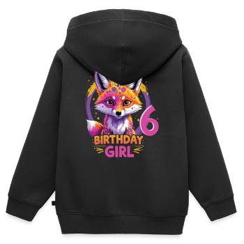 Mignon Fille Motif Anniversaire Renard 6 ans - Sweat Premium à capuche zippé enfant bio - noir - Dos - AI Model Kid Male (0cm)