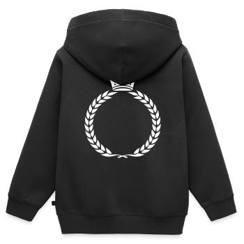 kranz krone - Kinder Premium Organic Zip Hoodie - Schwarz - Hinten - AI Model Kid Male (0cm)