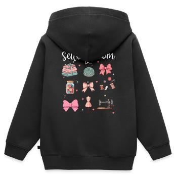 Nähzimmer – Kreatives Nähen und Handarbeit - Kinder Premium Organic Zip Hoodie - Schwarz - Hinten - AI Model Kid Male (0cm)
