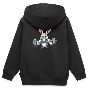 Osterhase Auf Pump Gym - Kinder Premium Organic Zip Hoodie - Schwarz - Hinten - AI Model Kid Male (0cm)