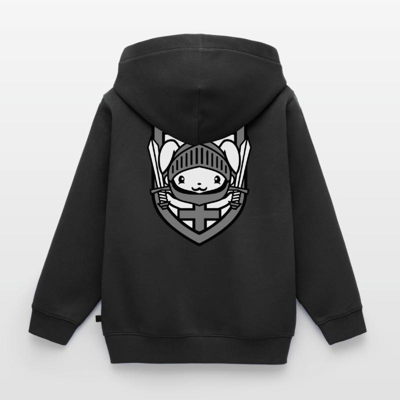 Rabbit Knight Sword Shield Armor Helmet Castle Hero Kids Premium Organic Zip-up Hoodie