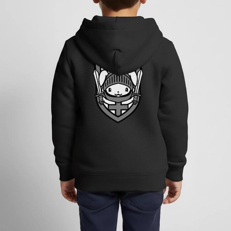 Rabbit Knight Sword Shield Armor Helmet Castle Hero Kids Premium Organic Zip-up Hoodie