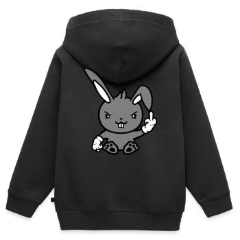 Hase Mittelfinger Zeigen Böse Frech Beleidigend - Kinder Premium Organic Zip Hoodie - Schwarz - Hinten - AI Model Kid Male (0cm)