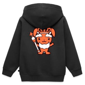 Lapin Roi Couronne Vieux Sceptre Souverain Chef - Sweat Premium à capuche zippé enfant bio - noir - Dos - AI Model Kid Male (0cm)