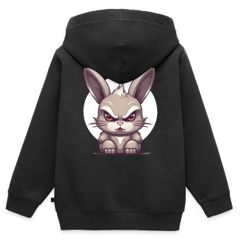 Grumpy Osterhase - Kinder Premium Organic Zip Hoodie - Schwarz - Hinten - AI Model Kid Male (0cm)
