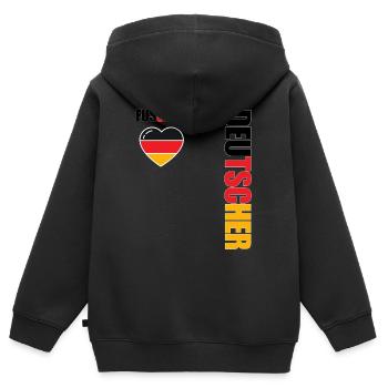 German team supporter football - Sweat Premium à capuche zippé enfant bio - noir - Dos - AI Model Kid Male (0cm)