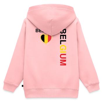 BELGIUM team supporter football - Sweat Premium à capuche zippé enfant bio - rose - Dos - AI Model Kid Female (0cm)