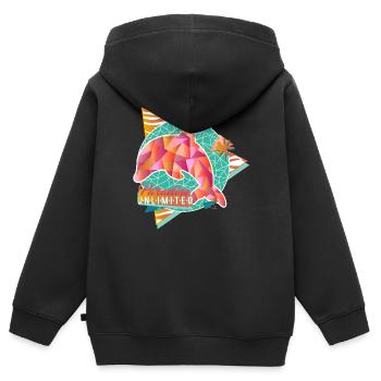 Paradise Unlimited (Low Poly Delfin) - Kinder Premium Organic Zip Hoodie - Schwarz - Hinten - AI Model Kid Male (0cm)
