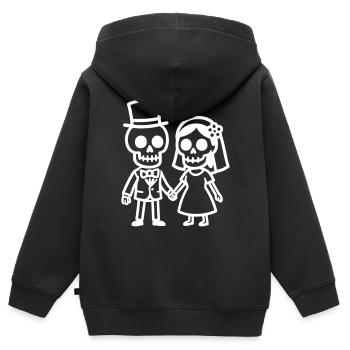 Ehepaar Hochzeit Skull - Kinder Premium Organic Zip Hoodie - Schwarz - Hinten - AI Model Kid Male (0cm)