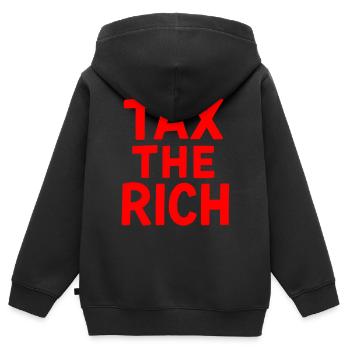 Tax the Rich Rot - Kinder Premium Organic Zip Hoodie - Schwarz - Hinten - AI Model Kid Male (0cm)