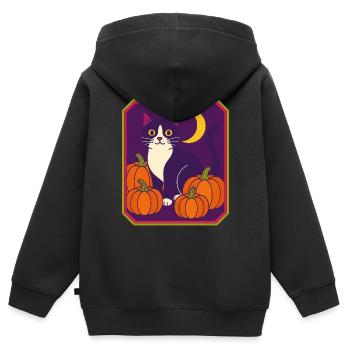 Smoking encadré Cat Moon - Sweat Premium à capuche zippé enfant bio - noir - Dos - AI Model Kid Male (0cm)