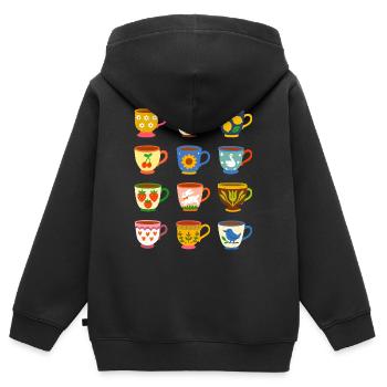 Tea Time - Kids Premium Organic Zip-up Hoodie - black - Back - AI Model Kid Male (0cm)