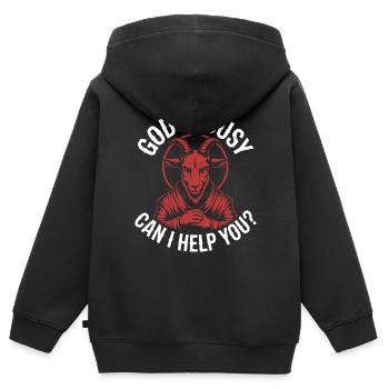 Gott ist beschäftigt! Atheismus Satanismus - Kinder Premium Organic Zip Hoodie - Schwarz - Hinten - AI Model Kid Male (0cm)