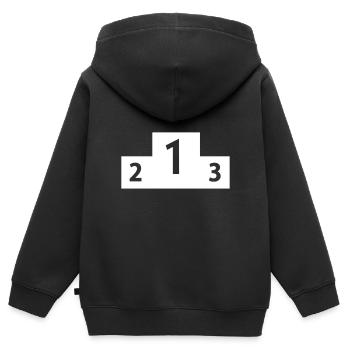 Podium gagnant - Sweat Premium à capuche zippé enfant bio - noir - Dos - AI Model Kid Male (0cm)