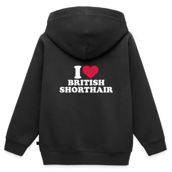 Britisch Kurzhaar Katze - Kinder Premium Organic Zip Hoodie - Schwarz - Hinten - AI Model Kid Male (0cm)