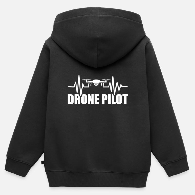 drone - Sweat Premium à capuche zippé enfant bio - noir