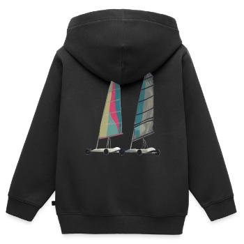 La voile de plage est un sport de loisirs - Sweat Premium à capuche zippé enfant bio - noir - Dos - AI Model Kid Male (0cm)