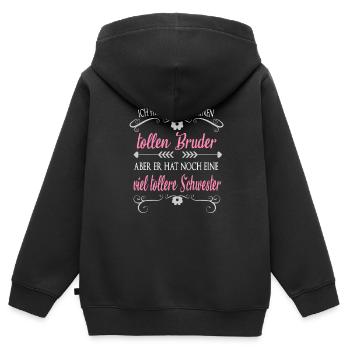 Toller Bruder tollere Schwester - Kinder Premium Organic Zip Hoodie - Schwarz - Hinten - AI Model Kid Male (0cm)