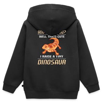 Echse Bartagame Terrarium Haustier Reptil - Kinder Premium Organic Zip Hoodie - Schwarz - Hinten - AI Model Kid Male (0cm)
