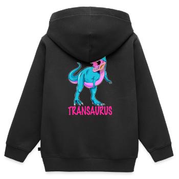 LGBTQ Transgender - Transgender - Kinder Premium Organic Zip Hoodie - Schwarz - Hinten - AI Model Kid Male (0cm)