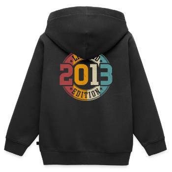 Année de naissance 2013 né anniversaire cadeau - Sweat Premium à capuche zippé enfant bio - noir - Dos - AI Model Kid Male (0cm)