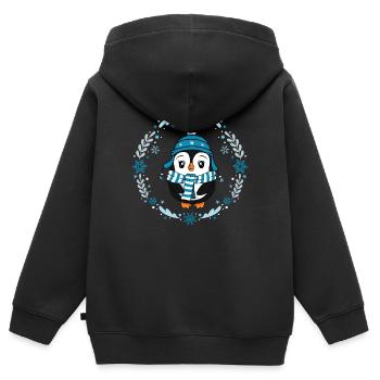 süßer Pinguin Winter Schneeflocken Tiere Mädchen - Kinder Premium Organic Zip Hoodie - Schwarz - Hinten - AI Model Kid Male (0cm)