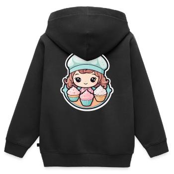 Cute baker girl with cupcakes - Kids Premium Organic Zip-up Hoodie - black - Back - AI Model Kid Male (0cm)