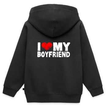 I love my boyfriend - Kinder Premium Organic Zip Hoodie - Schwarz - Hinten - AI Model Kid Male (0cm)