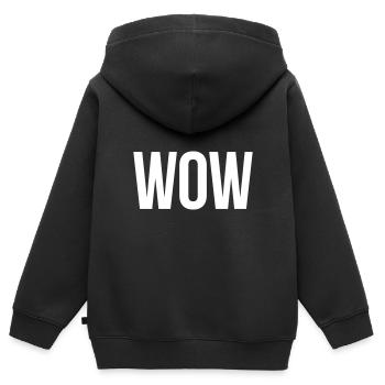 WOW - Kinder Premium Organic Zip Hoodie - Schwarz - Hinten - AI Model Kid Male (0cm)