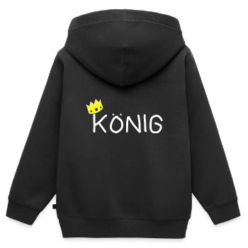 König - Kinder Premium Organic Zip Hoodie - Schwarz - Hinten - AI Model Kid Male (0cm)