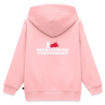 Mecklembourg Poméranie occidentale - Sweat Premium à capuche zippé enfant bio - rose - Dos - AI Model Kid Female (0cm)