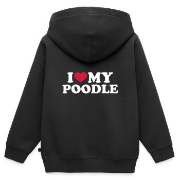 caniche - Sweat Premium à capuche zippé enfant bio - noir - Dos - AI Model Kid Male (0cm)