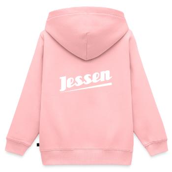 Jessen - Textdesign mit Stadtnamen - Kinder Premium Organic Zip Hoodie - Rosa - Hinten - AI Model Kid Female (0cm)