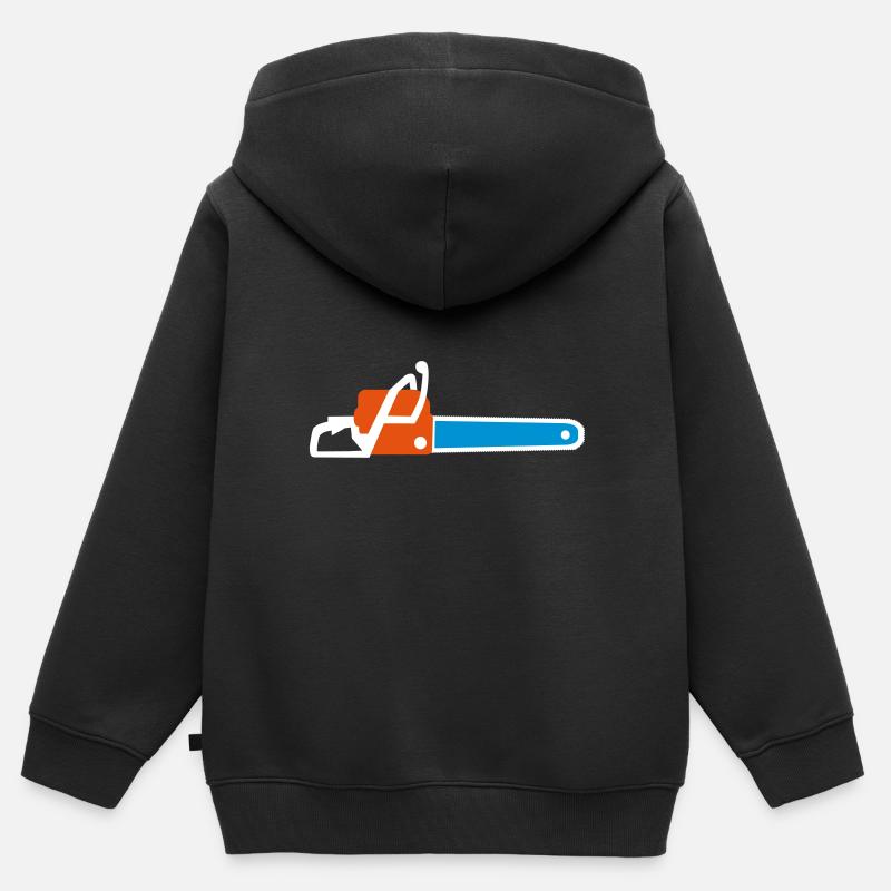 scie à chaîne - Sweat Premium à capuche zippé enfant bio - noir