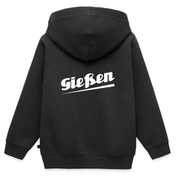Gießen - Textdesign mit Stadtnamen - Kinder Premium Organic Zip Hoodie - Schwarz - Hinten - AI Model Kid Male (0cm)