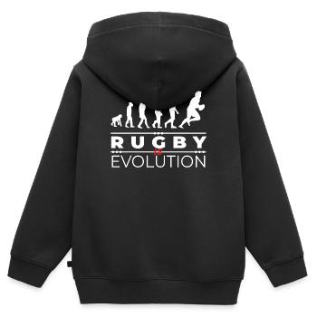 Rugby is evolution - Message Humor Parodie Rugby - Kids Premium Organic Zip-up Hoodie - black - Back - AI Model Kid Male (0cm)
