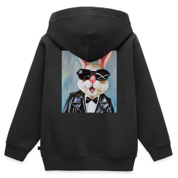 Stylischer Hase - Kinder Premium Organic Zip Hoodie - Schwarz - Hinten - AI Model Kid Male (0cm)